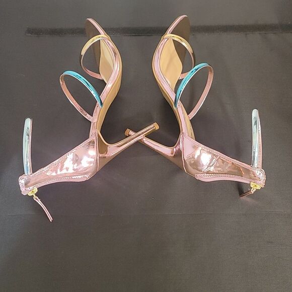 BRAND NEW BEBE&CO MULTI-COLOR STRAP ROUND-TOE HIGH HEEL STILETTOS SANDAL - Picture 6 of 16